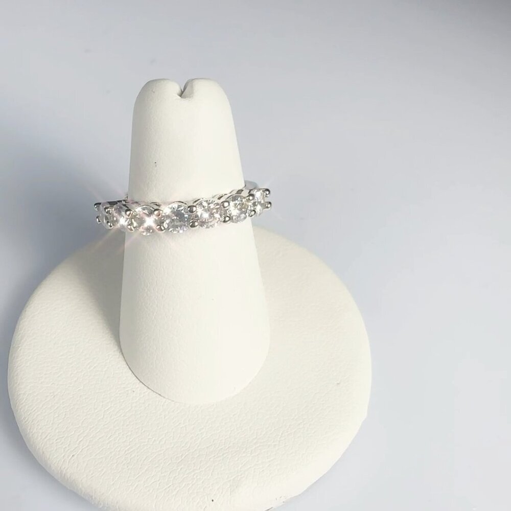 Cubic Zirconia Silver Tone Band Ring Size 10 - Picture 7 of 17